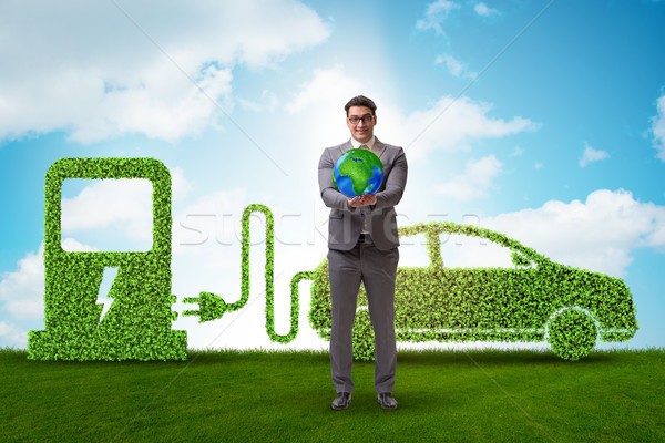Stock fotó: Elektromos · autó · zöld · környezet · földgömb · világ · technológia