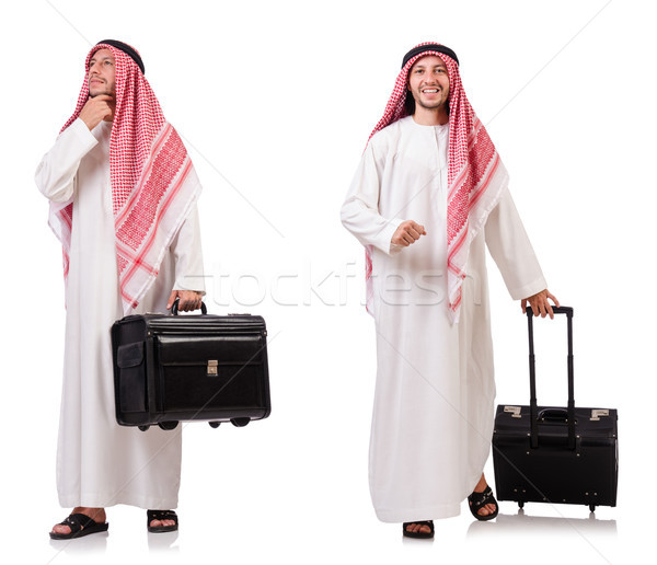 Emiraty człowiek bagażu biały działalności tle Zdjęcia stock © Elnur