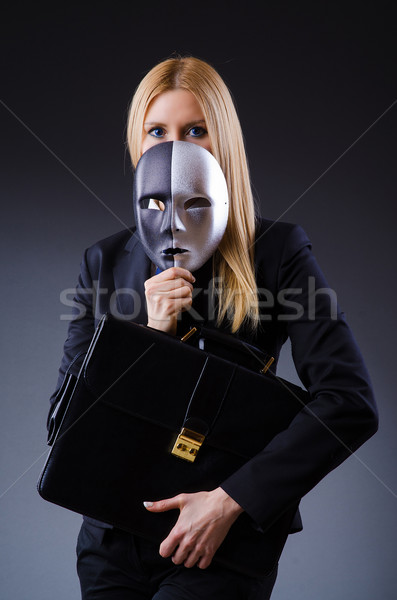 Frau Maske Business Geschäftsmann Anzug Spaß Stock foto © Elnur