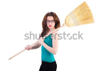 Young housewife doing housekeeping on white Stock photo © Elnur