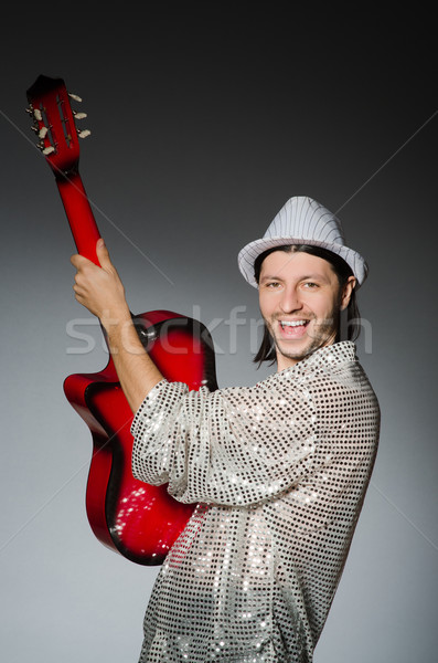 Foto stock: Hombre · jugando · guitarra · concierto · música · fiesta