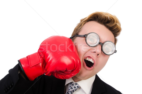 Young businessman boxer isolated on white Stock photo © Elnur