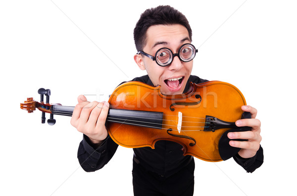 Engraçado homem violino branco soar masculino Foto stock © Elnur