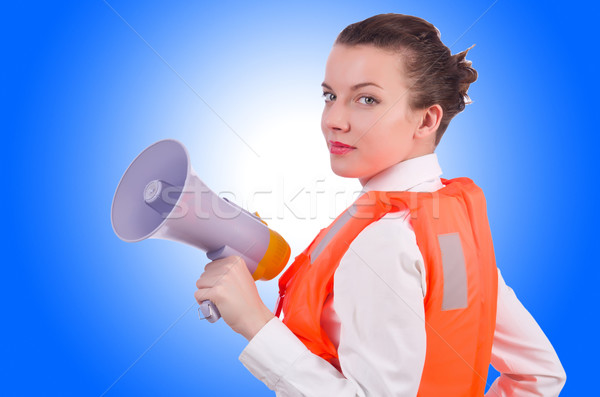 Jonge vrouw vest luidspreker witte business vrouw Stockfoto © Elnur