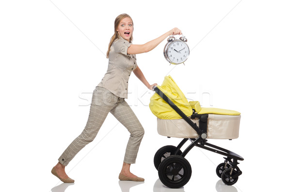 Woman with pram isolated on white Stock photo © Elnur
