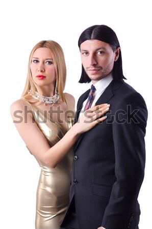 Stock photo: Woman tied up isolated on the white background