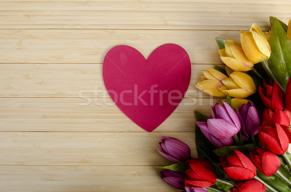 Tulips flowers arranged with copyspace for your text Stock photo © Elnur