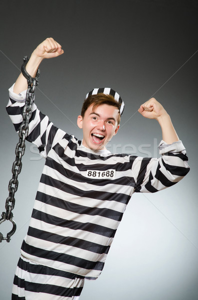 Stock foto: Funny · Gefangener · Gefängnis · Mann · Recht · Ball