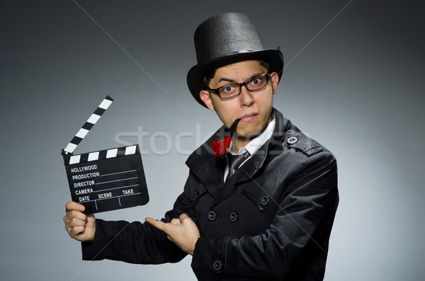 [[stock_photo]]: Détective · noir · manteau · gris · film · affaires