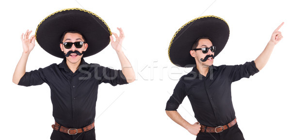 Foto stock: Funny · hombre · mexicano · sombrero · sombrero