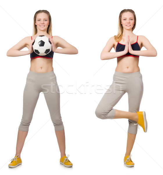 Stock foto: Frau · Fußballspieler · weiß · Fußball · Fitness · Fußball