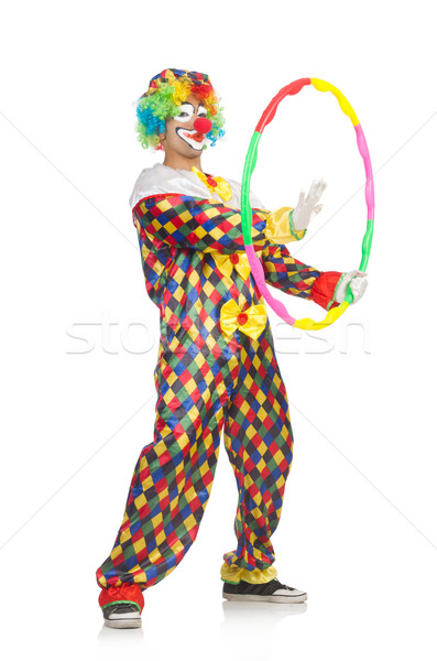 Stock photo: Clown with hula hoop isolated on white
