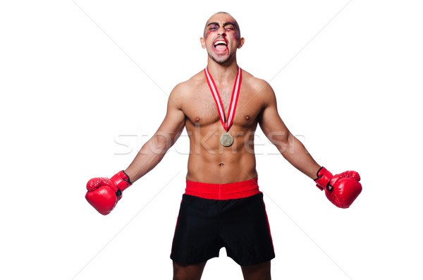 Badly beaten boxer isolated on white Stock photo © Elnur