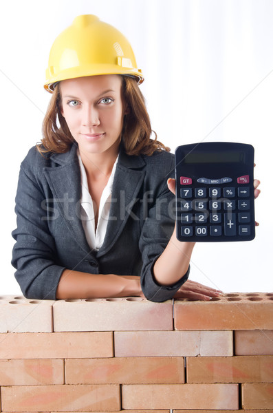 女性 建設作業員 電卓 白 ビジネス 壁 ストックフォト © Elnur