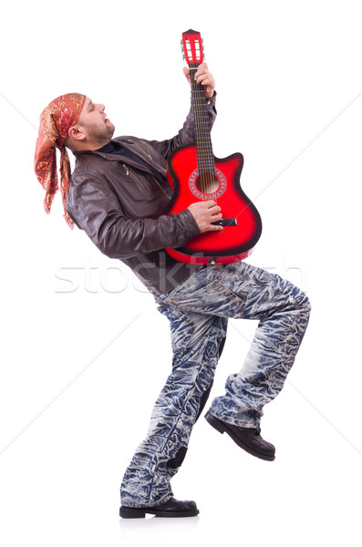 Gitarrist isoliert weiß Musik Party Hintergrund Stock foto © Elnur