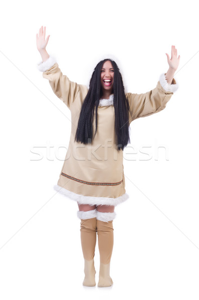 Stock photo: Woman eskimo isolated on white