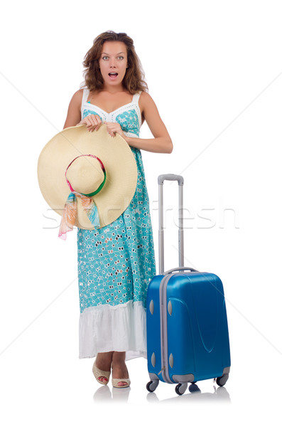 Woman with luggage isolated on white Stock photo © Elnur