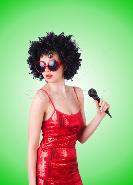 Pop star rode jurk witte partij gelukkig Stockfoto © Elnur