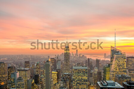 [[stock_photo]]: Célèbre · gratte-ciel · New · York · nuit · affaires · ciel