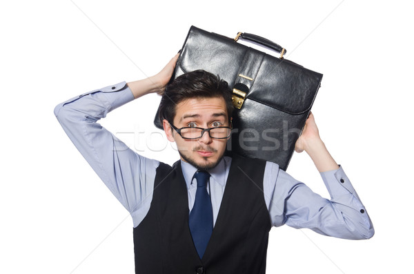 Stockfoto: Jonge · zakenman · aktetas · geïsoleerd · witte · business