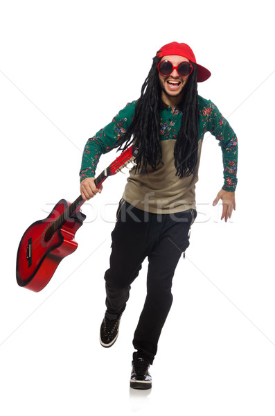 Man with guitar in musical concept on white Stock photo © Elnur