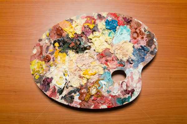 Sztuki palety szkoły farby tle edukacji Zdjęcia stock © Elnur