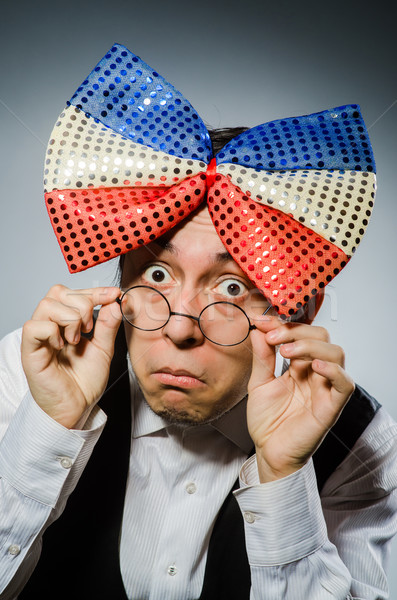 Vicces férfi óriás csokornyakkendő szemüveg jókedv Stock fotó © Elnur