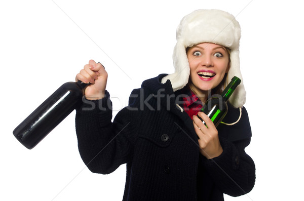 Woman with hat in funny concept Stock photo © Elnur