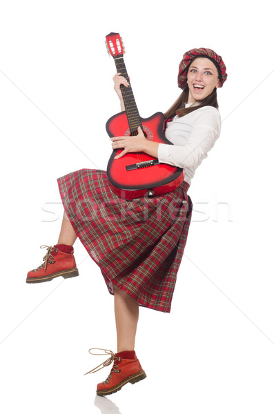 Woman in scottish clothing with guitar Stock photo © Elnur