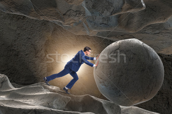 Geschäftsmann schwierig herausfordern Mann Arbeit Stein Stock foto © Elnur