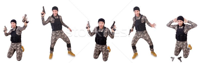 Soldat fusil isolé blanche main homme [[stock_photo]] © Elnur