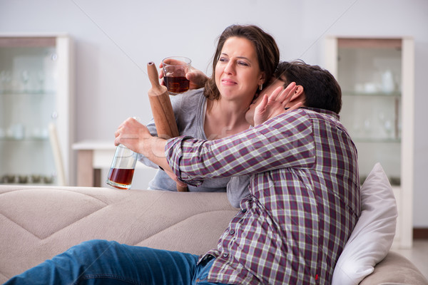 Przemoc w rodzinie rodziny argument pijany para butelki Zdjęcia stock © Elnur