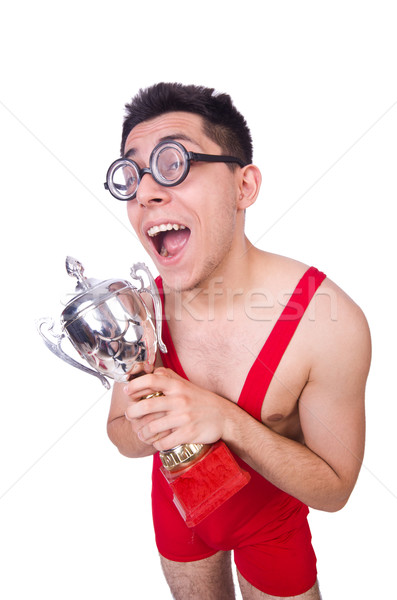 Funny wrestler with winners cup Stock photo © Elnur