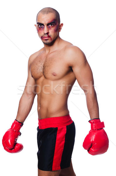 Badly beaten boxer isolated on white Stock photo © Elnur