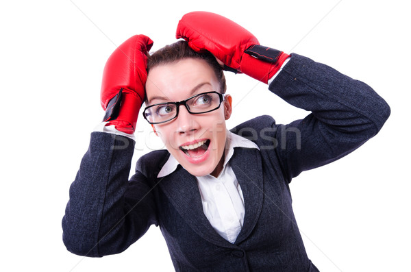 Woman with boxing gloves on white Stock photo © Elnur
