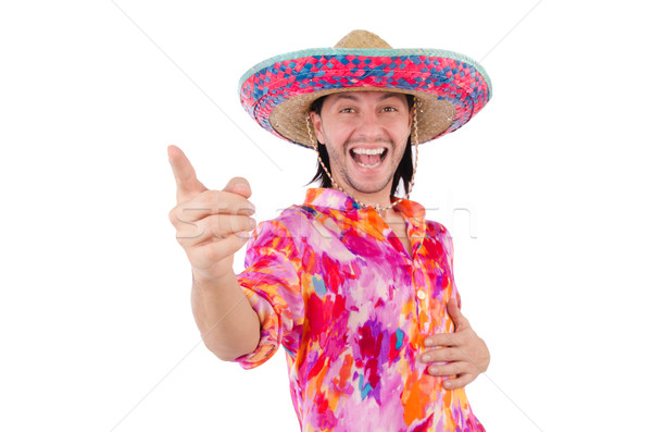 [[stock_photo]]: Drôle · mexican · sombrero · visage · heureux · rétro