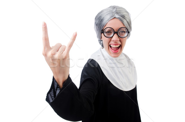 Comic nun isolated on white Stock photo © Elnur