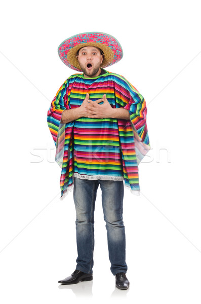 Foto stock: Engraçado · mexicano · isolado · branco · homem · verde