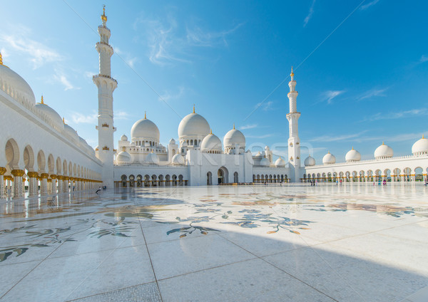 Mezquita Abu Dhabi edificio culto blanco mármol Foto stock © Elnur
