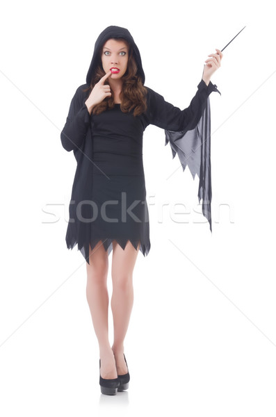 Witch with magic wand isolated on white Stock photo © Elnur