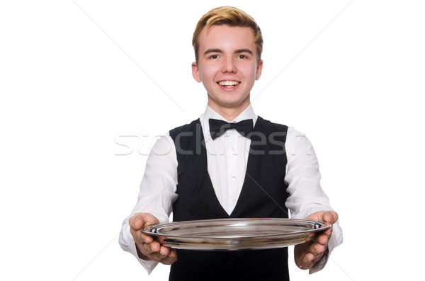 Cameriere piatto isolato bianco uomo Foto d'archivio © Elnur