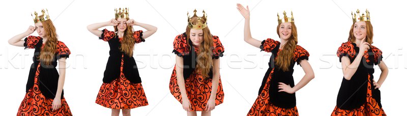 Funny woman queen wearing crown on white Stock photo © Elnur