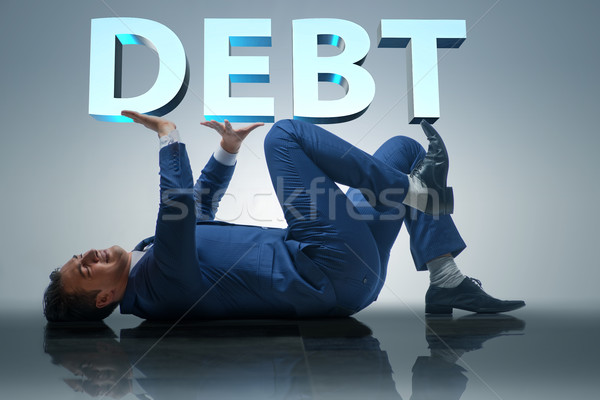 Stock foto: Geschäftsmann · Schulden · Business · Geld · Mann · Bank