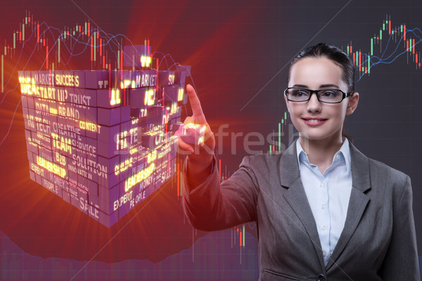 Businesswoman in business concept with finance cube Stock photo © Elnur