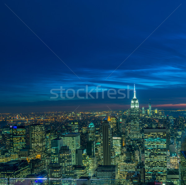 Vue nouvelle Manhattan coucher du soleil affaires ciel Photo stock © Elnur