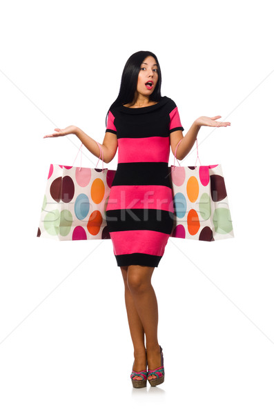 Woman in christmas shopping concept on white Stock photo © Elnur