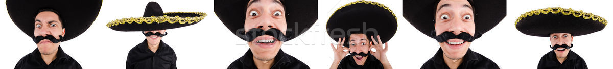 Stockfoto: Grappig · Mexicaanse · sombrero · hoed · partij · man