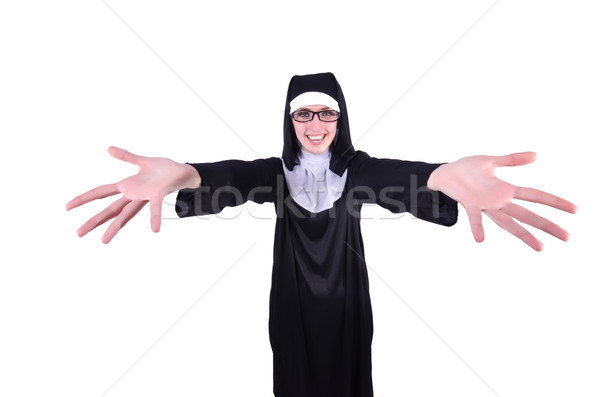 Funny nun isolated on the white background Stock photo © Elnur