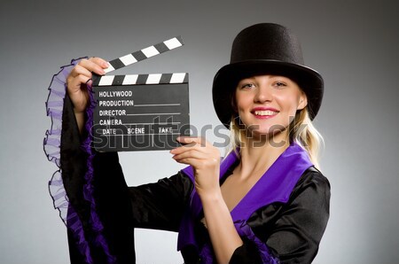 Vrouw gangster film film achtergrond veiligheid Stockfoto © Elnur