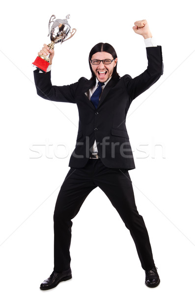Businessman awarded with prize cup isolated on white Stock photo © Elnur